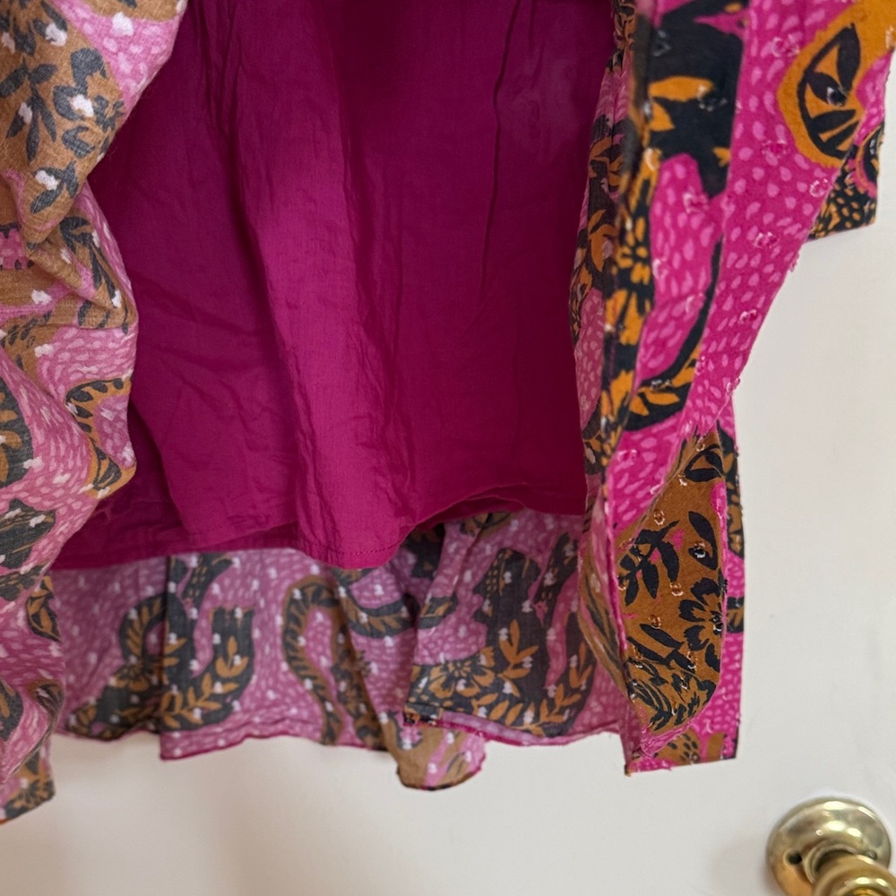 FARM Rio Hot Pink Tropical Animal-Print Tiered Mini Dress - Picture 6 of 10